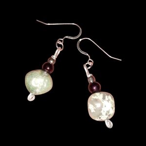 Tree Moss Agate Gemtone Earrings 925 Solid Sterling Silver Wires Handmade KATTA